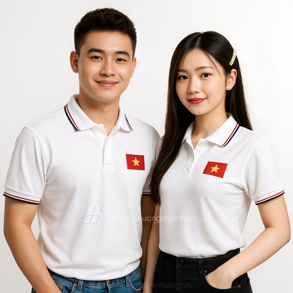Đồng Phục Polo Trắng 3 Sọc