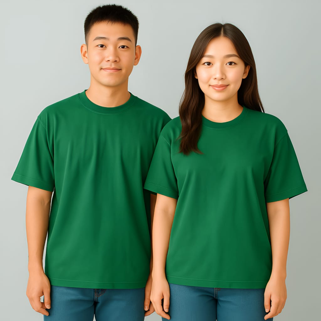 Áo thun oversize màu xanh ve chai