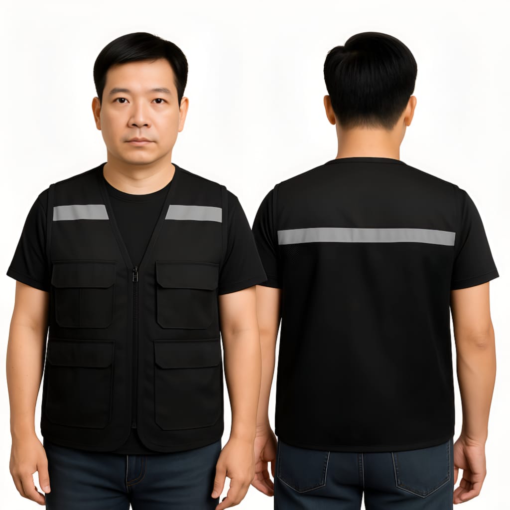 Bảo hộ gile phản quang màu đen