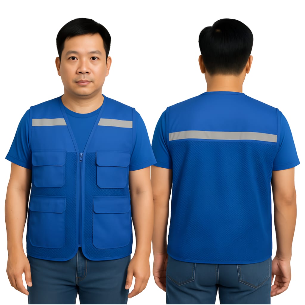 Áo bảo hộ gile phản quang màu xanh bích