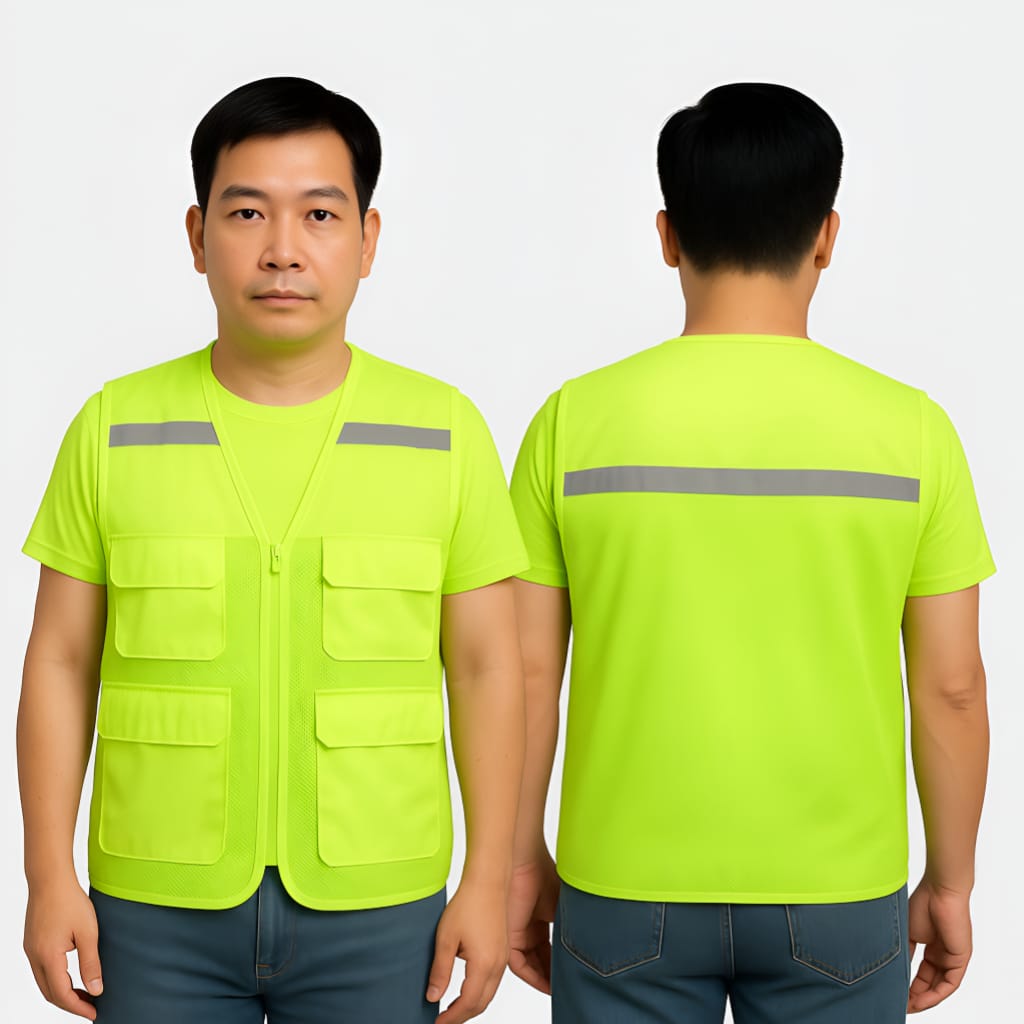 Bảo hộ gile phản quang màu xanh chuối lá chuối nón