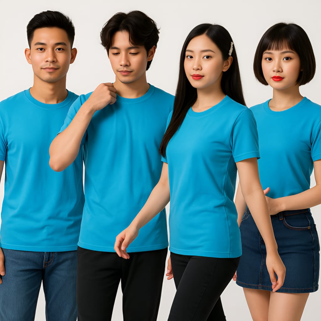 Áo lớp thun mè màu xanh da trời (ya)