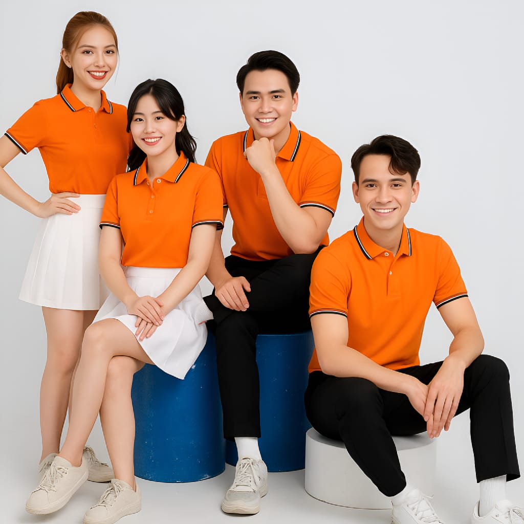 Đồng phục màu cam công ty