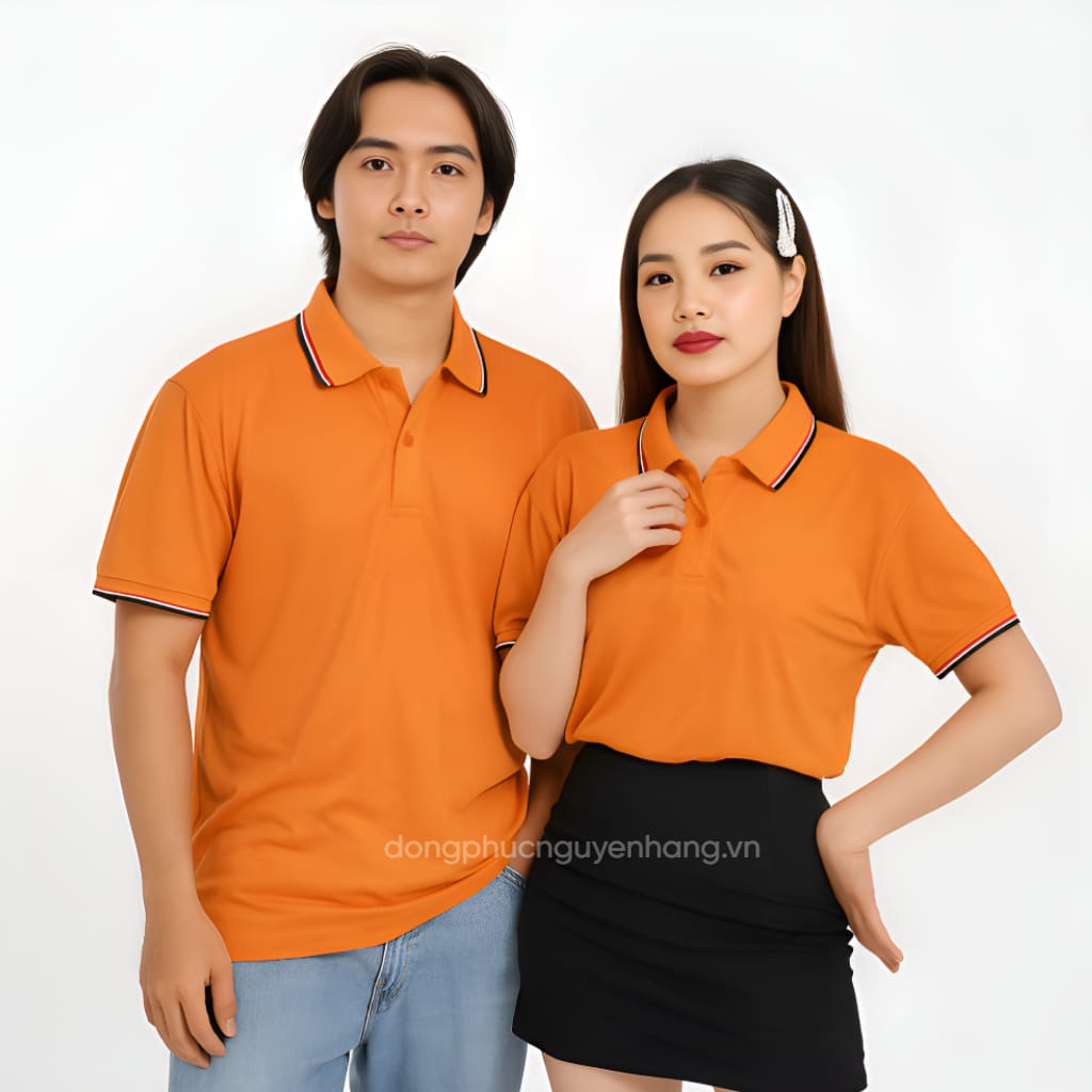 Đồng phục màu cam polo in theo yêu cầu