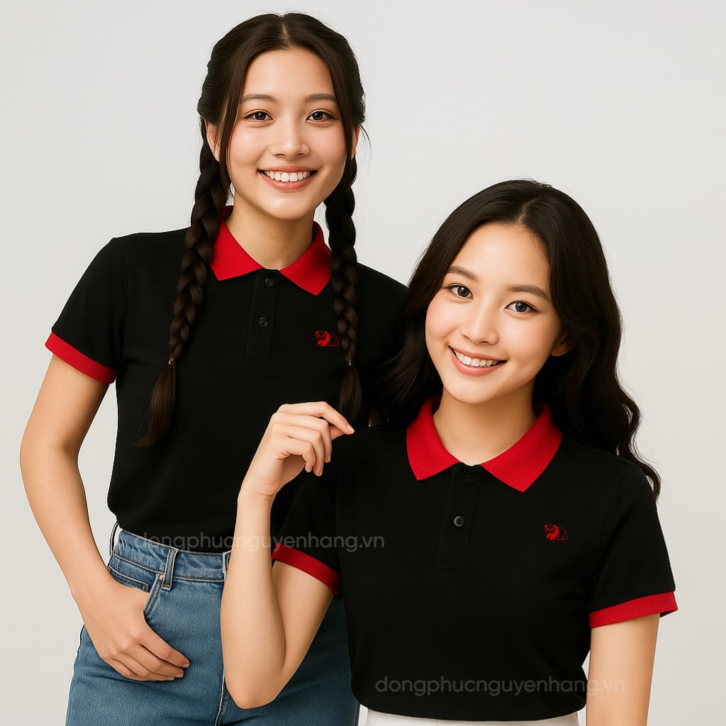 Đồng phục màu đen bo đỏ
