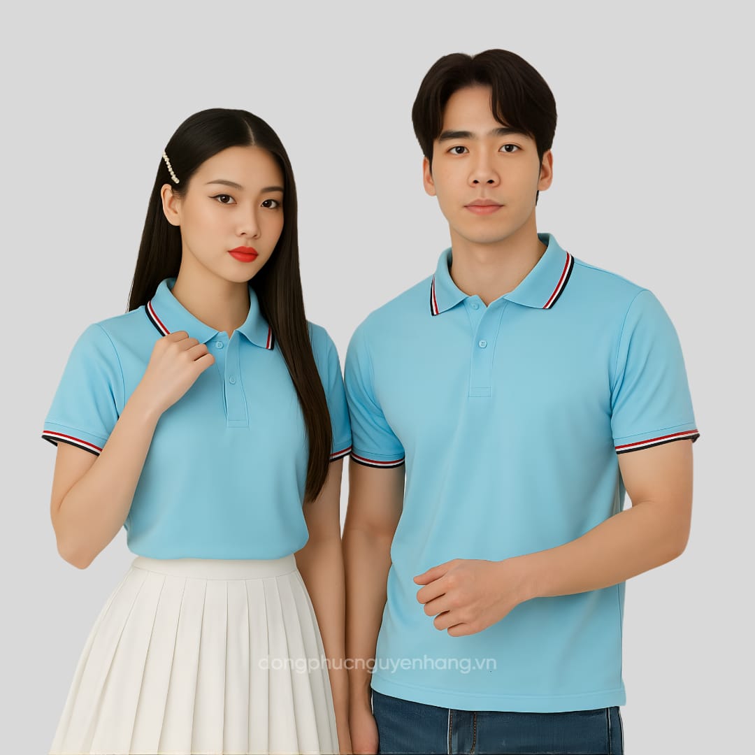Đồng phục polo màu xanh thiên thanh