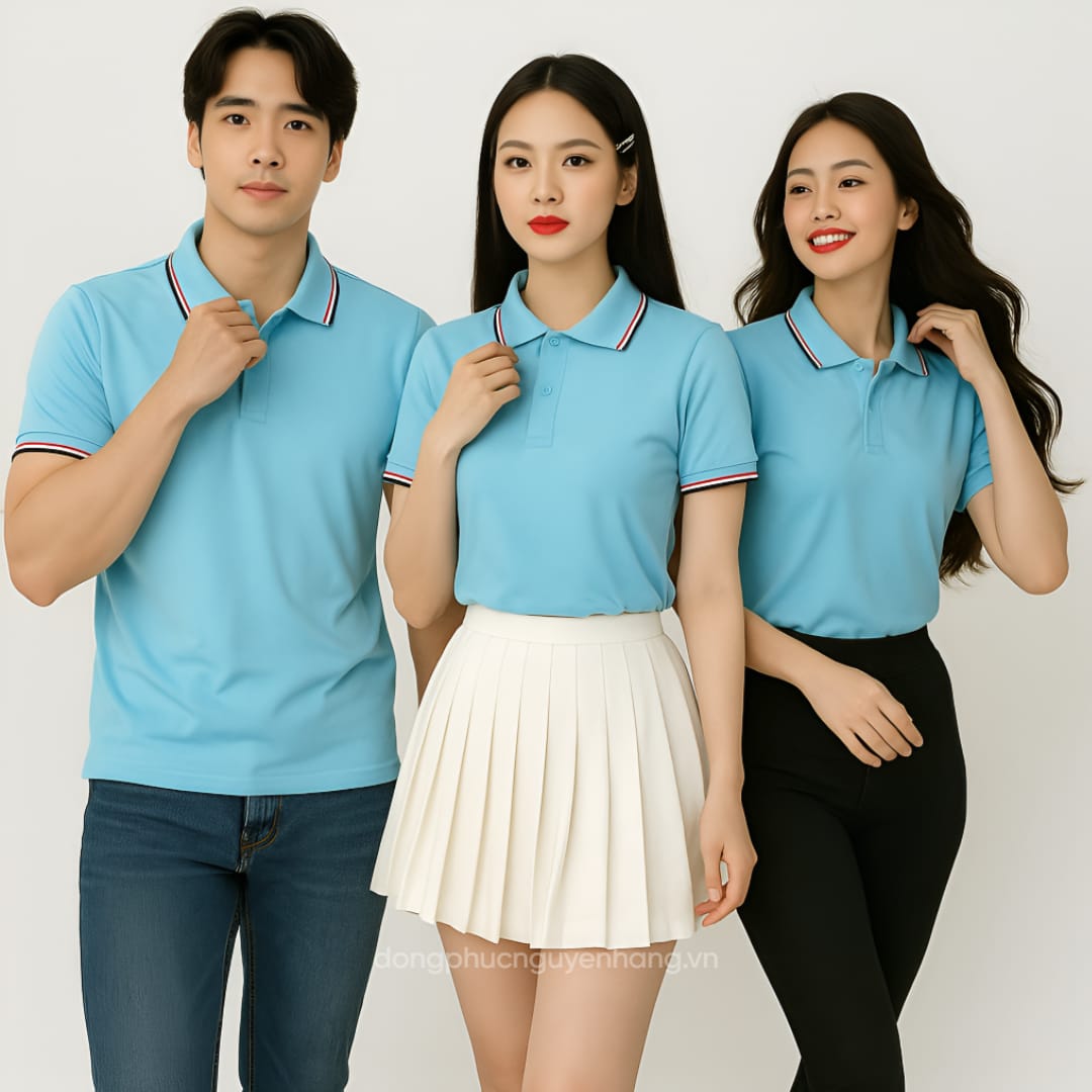 Đồng phục polo màu xanh thiên thanh