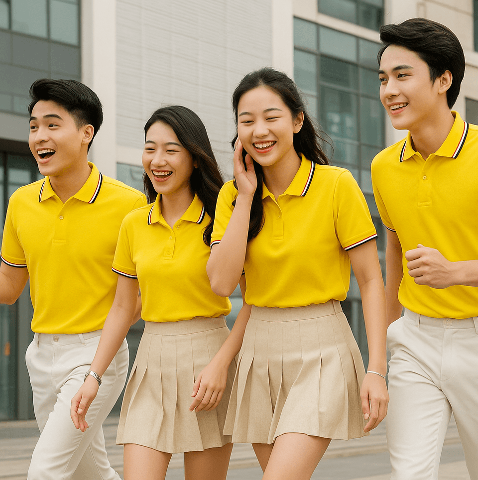 Áo polo vàng in theo yêu cầu